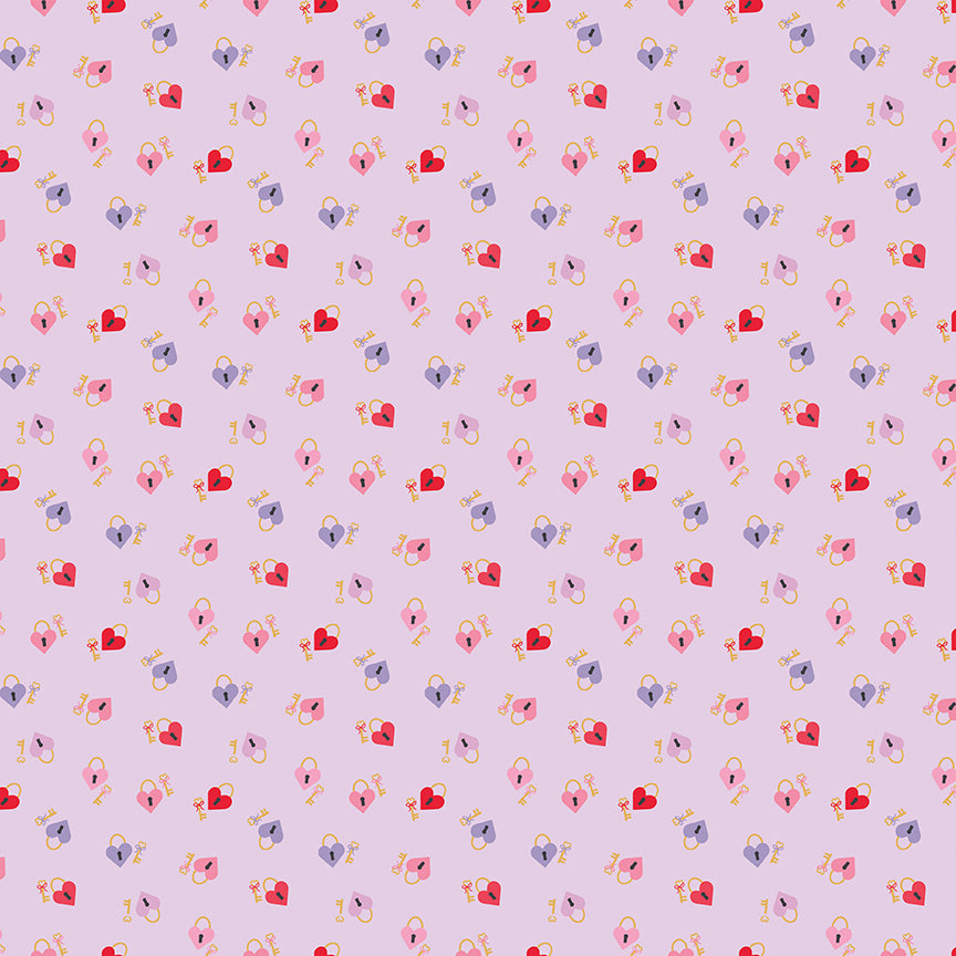 Fabric Riley Blake Lavender Keys to My Heart Sweet On You by the Quarter Yard C18554-LAVENDER