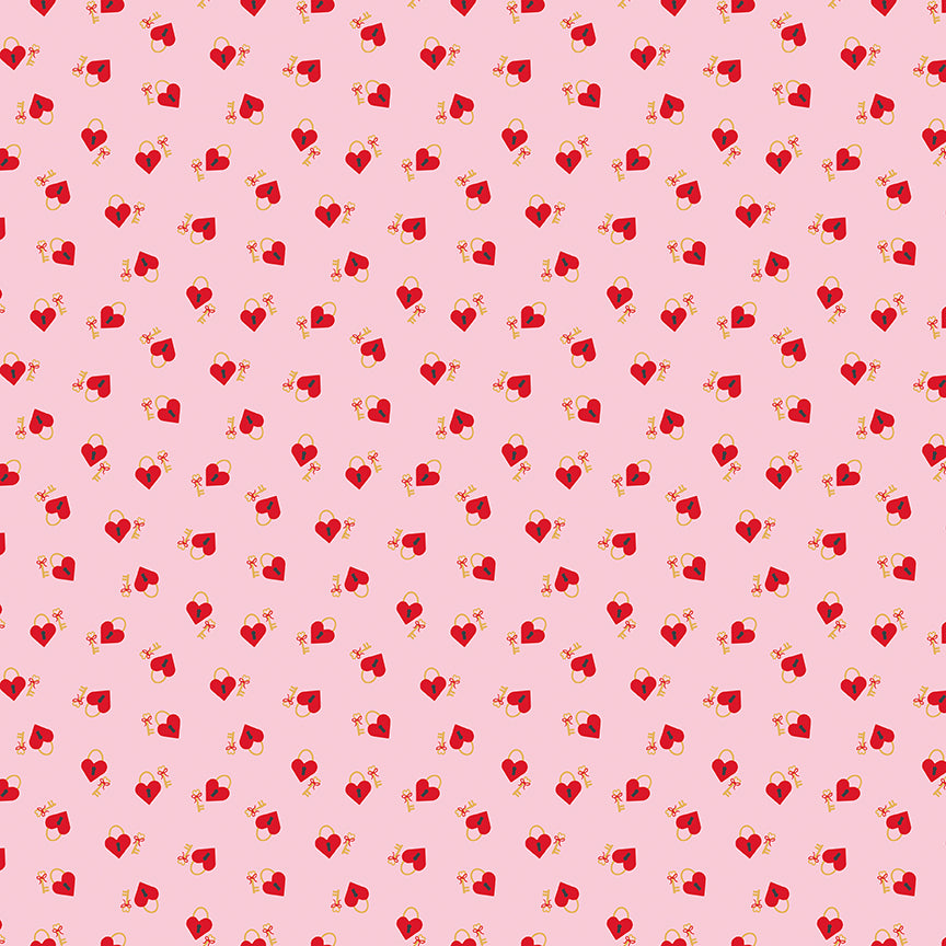 Fabric Riley Blake Pink Keys to My Heart Sweet On You by the Quarter Yard C18554-PINK