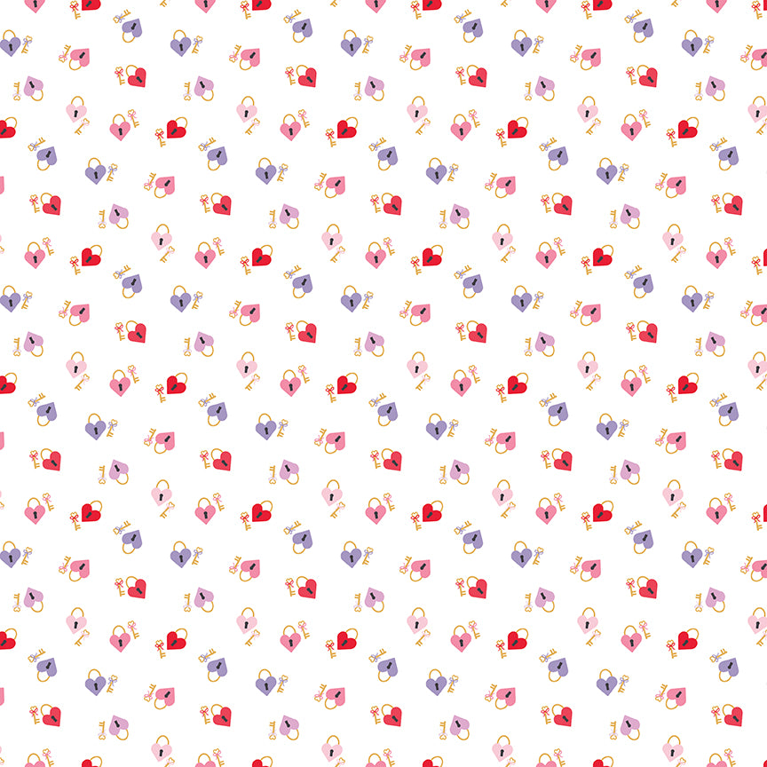Fabric Riley Blake White Keys to My Heart Sweet On You by the Quarter Yard C18554-WHITE