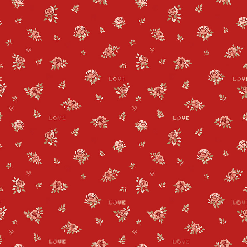 Fabric Riley Blake Red Roses To My Love by the Quarter Yard C18582-RED