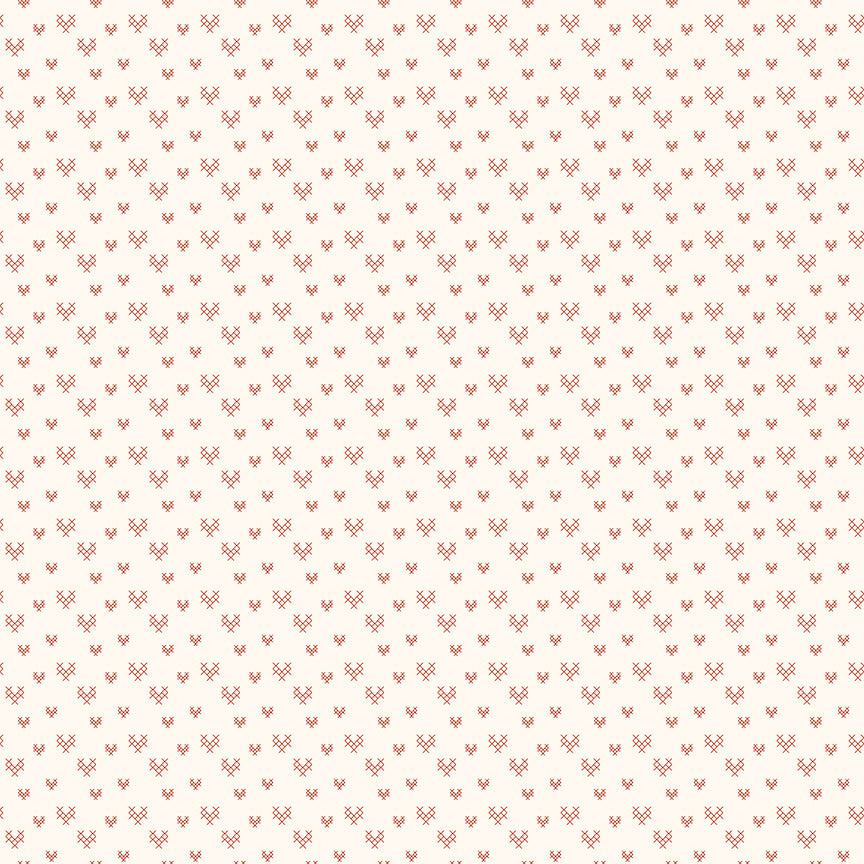 Fabric Riley Blake Cream Cross Stitch Hearts To My Love by the Quarter Yard C18585-CREAM