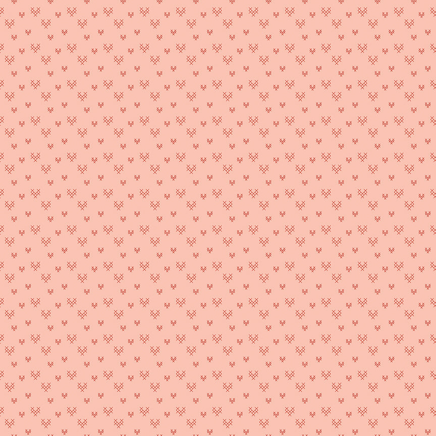 Fabric Riley Blake Pink Cross Stitch Hearts To My Love by the Quarter Yard C18585-PINK