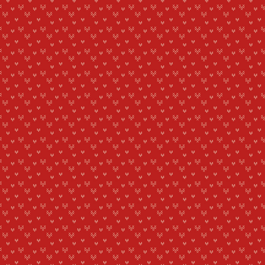 Fabric Riley Blake Red Cross Stitch Hearts To My Love by the Quarter Yard C18585-RED