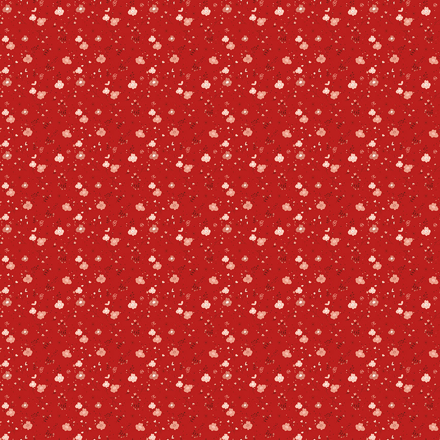 Fabric Riley Blake Red Delicate Floral To My Love by the Quarter Yard C18586-RED