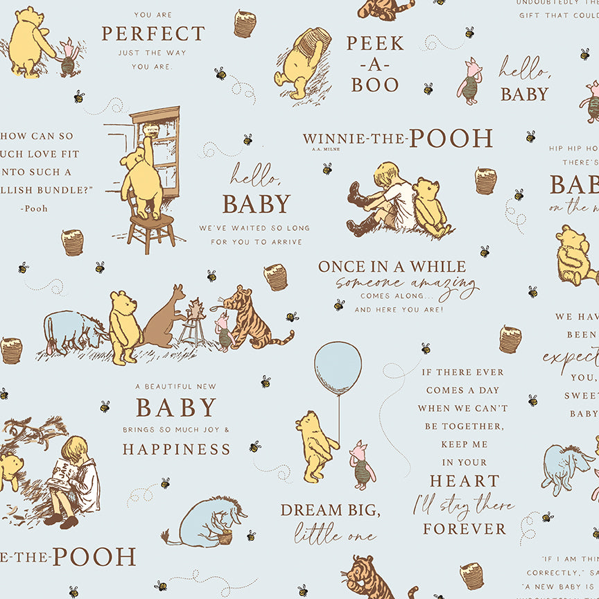 Fabric Riley Blake Blue Main Winnie The Pooh Baby by the Quarter Yard C18590-BLUE