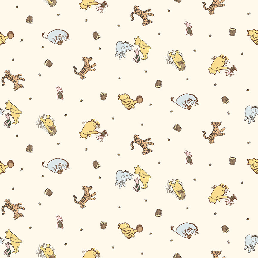 Fabric Riley Blake Cream Character Toss Winnie The Pooh Baby by the Quarter Yard C18591-CREAM