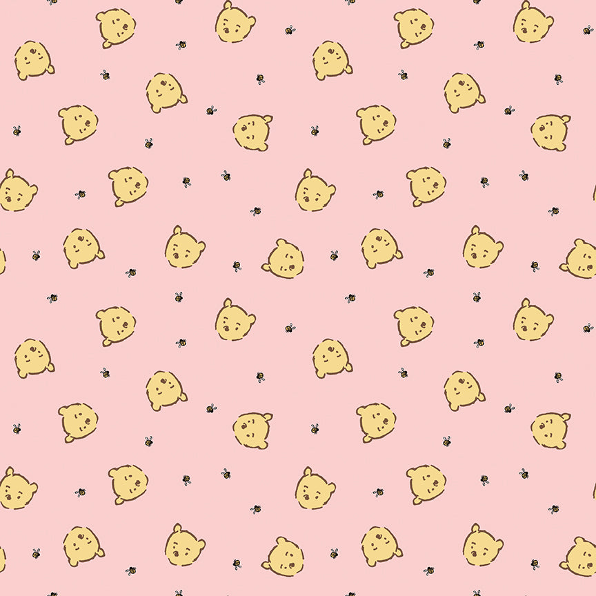 Fabric Riley Blake Pink Pooh Jumble Winnie The Pooh Baby by the Quarter Yard C18594-PINK