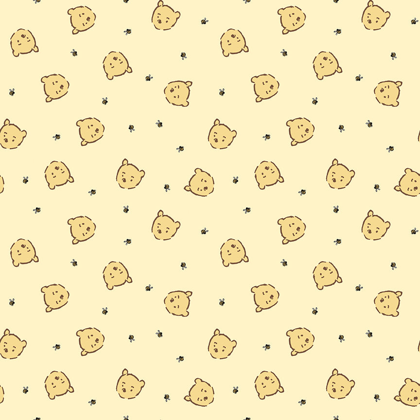 Fabric Riley Blake Yellow Pooh Jumble Winnie The Pooh Baby by the Quarter Yard C18594-YELLOW