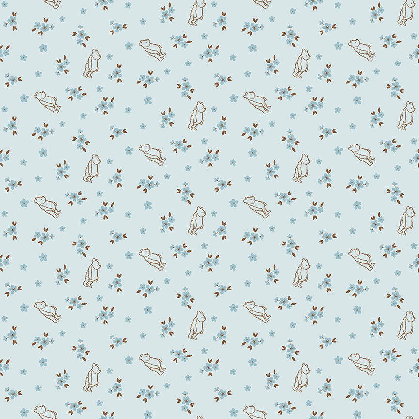Fabric Riley Blake Blue Ditsy Winnie The Pooh Baby by the Quarter Yard C18595-BLUE