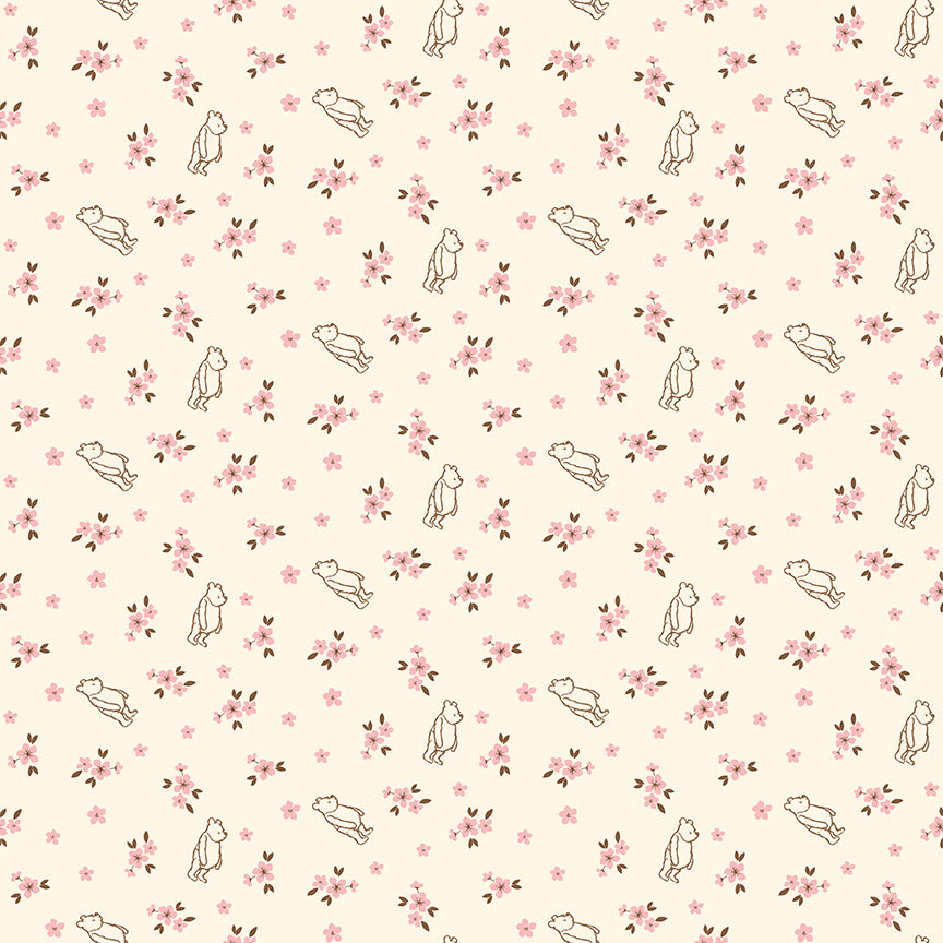 Fabric Riley Blake Cream Ditsy Winnie The Pooh Baby by the Quarter Yard C18595-CREAM
