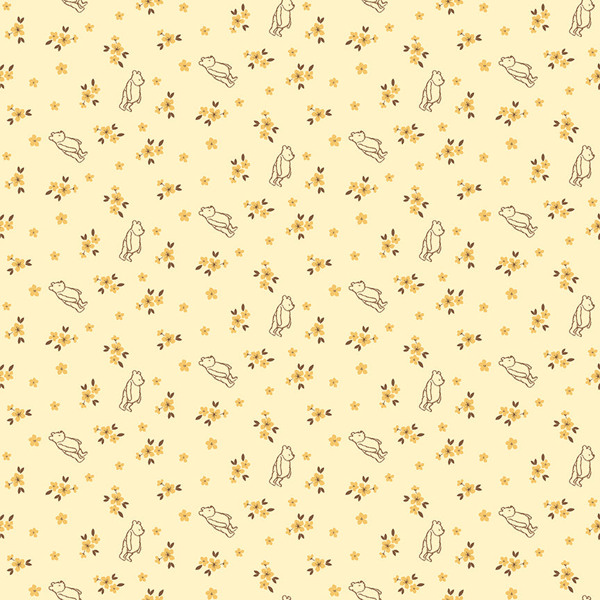 Fabric Riley Blake Yellow Ditsy Winnie The Pooh Baby by the Quarter Yard C18595-YELLOW