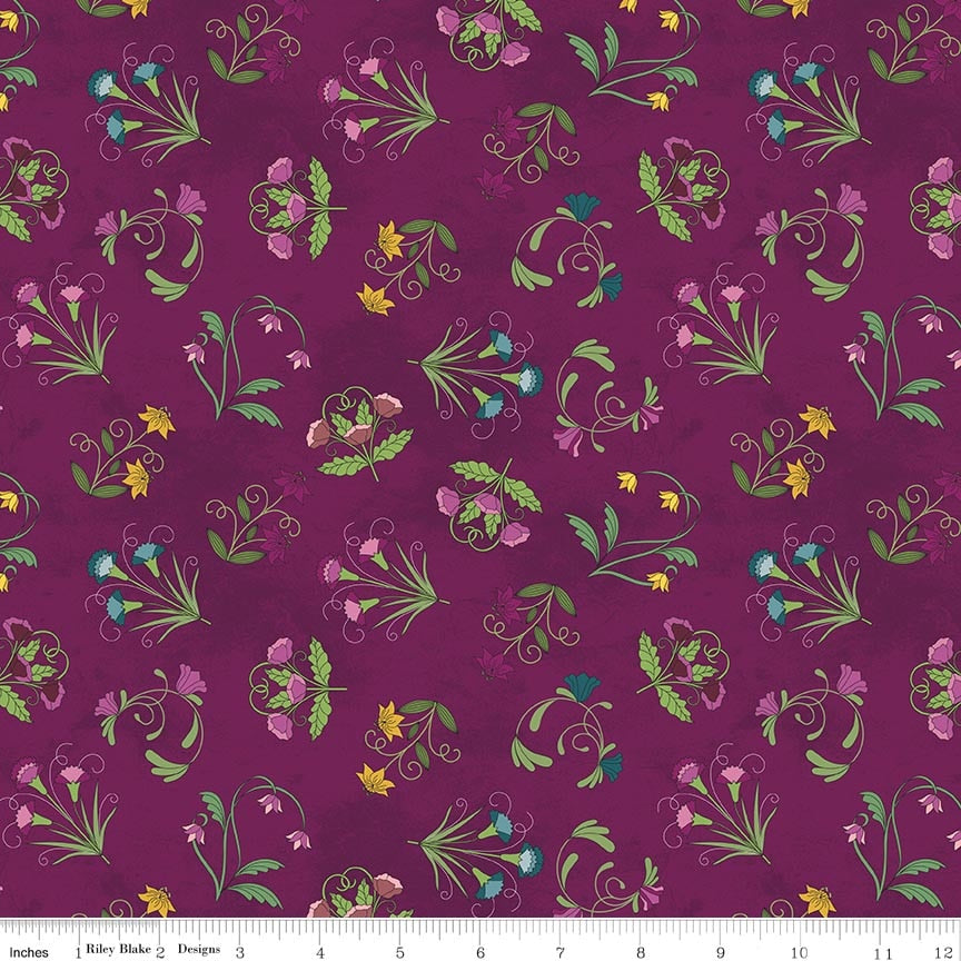 Fabric Riley Blake Amethyst Main Amethyst & Ivy by the Quarter Yard C18620-AMETHYST