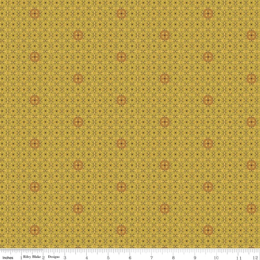 Fabric Riley Blake Gold Spheres Amethyst & Ivy by the Quarter Yard C18623-GOLD