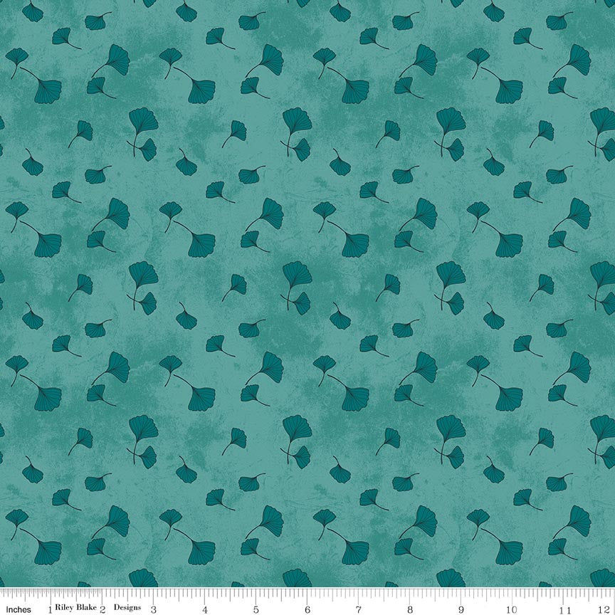 Fabric Riley Blake Light Teal Ginkgo Amethyst & Ivy by the Quarter Yard C18624-LTTEAL