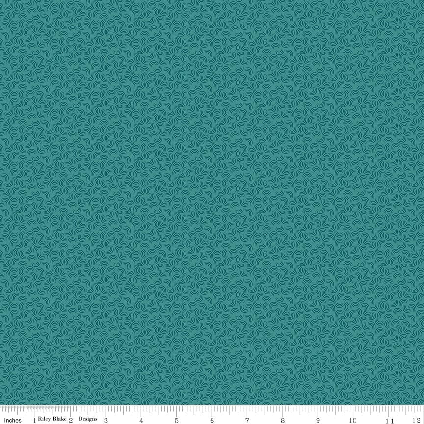 Fabric Riley Blake Teal Swirls Amethyst & Ivy by the Quarter Yard C18625-TEAL