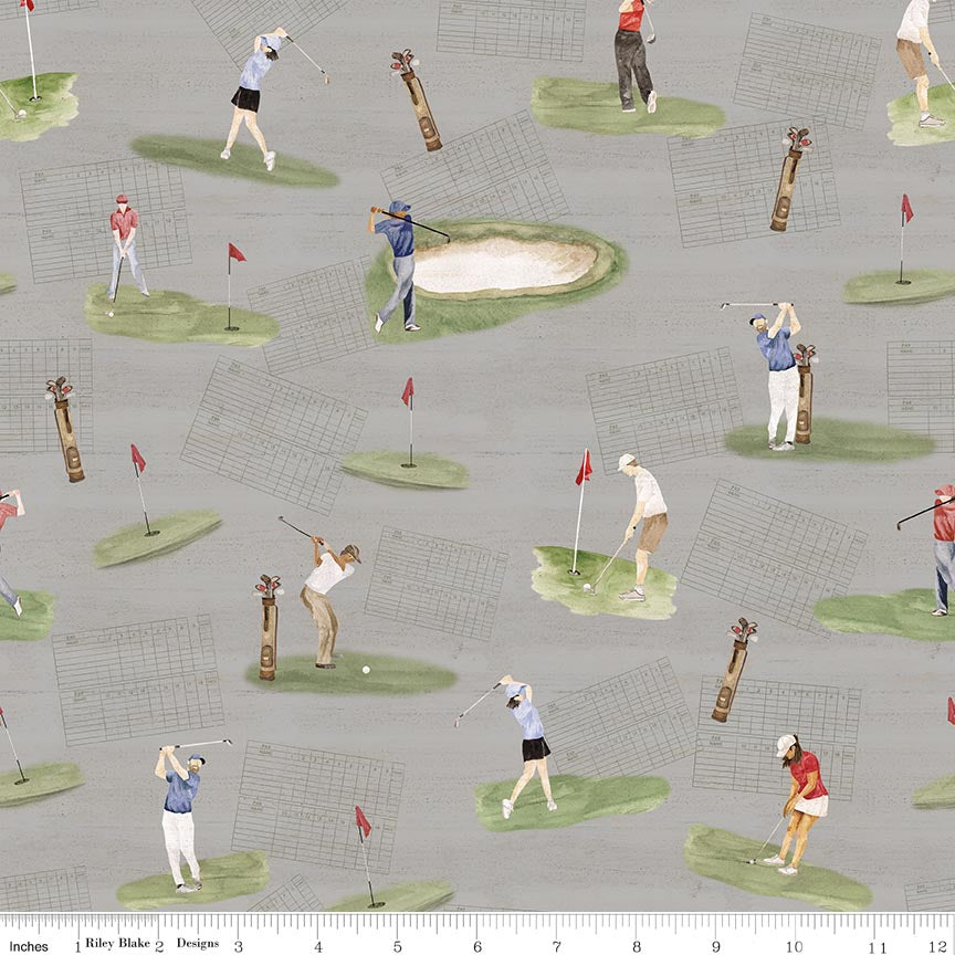 Fabric Riley Blake Gray Main Greens & Fairways by the Quarter Yard C18680-GRAY