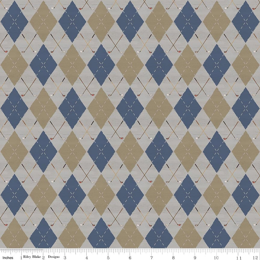 Fabric Riley Blake Gray Argyle Greens & Fairways by the Quarter Yard C18681-GRAY
