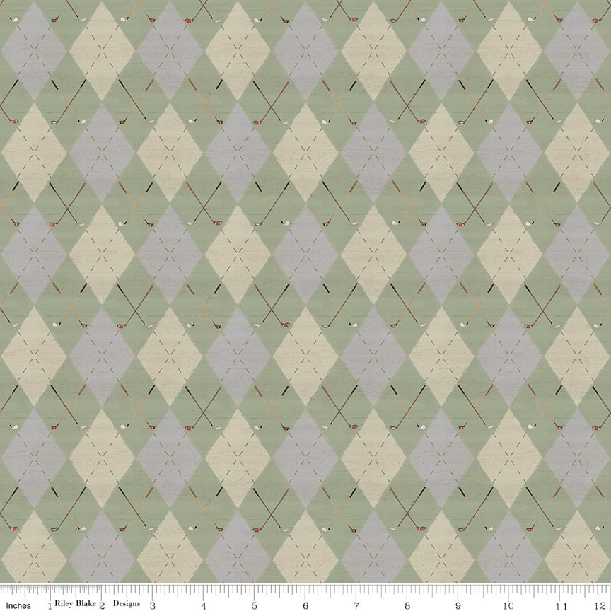 Fabric Riley Blake Green Argyle Greens & Fairways by the Quarter Yard C18681-GREEN