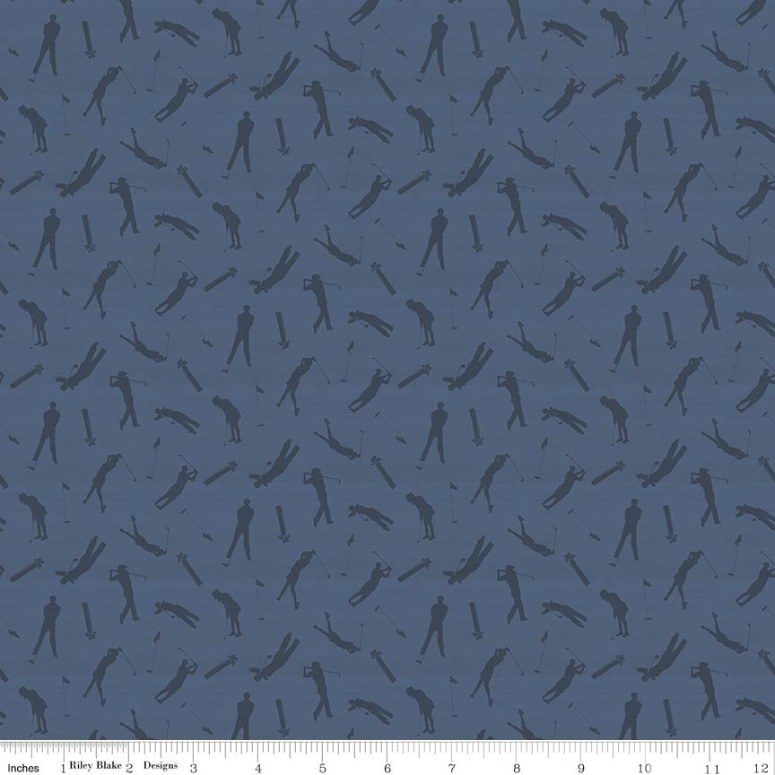 Fabric Riley Blake Blue Silhouettes Greens & Fairways by the Quarter Yard C18683-BLUE