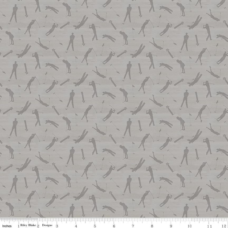 Fabric Riley Blake Gray Silhouettes Greens & Fairways by the Quarter Yard C18683-GRAY