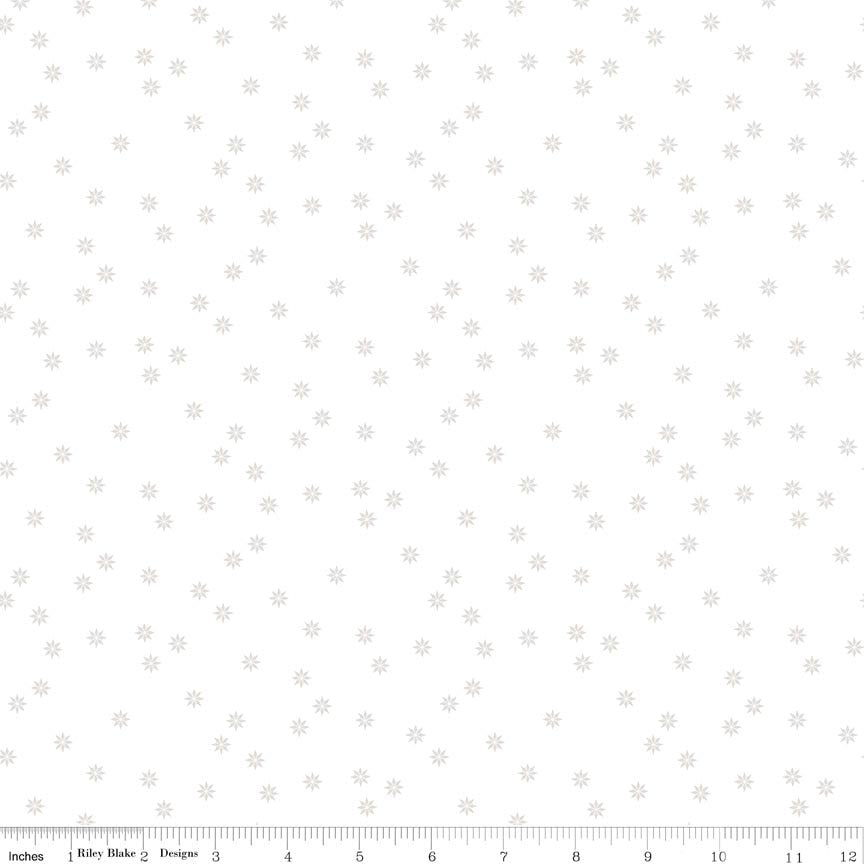 Fabric Riley Blake White Quilty Stars Lights On 3 by the Quarter Yard C18702-STARS
