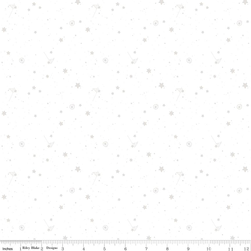 Fabric Riley Blake White Catch a Falling Star Lights On 3 by the Quarter Yard C18711-FALLING