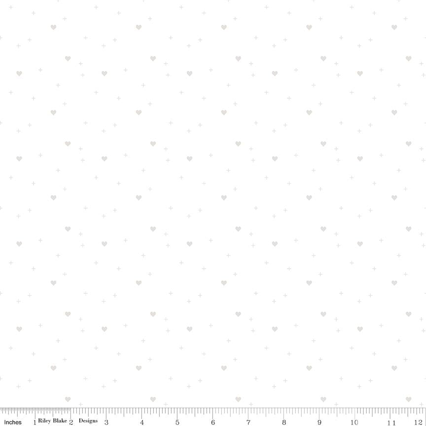 Fabric Riley Blake White Heart Sparkle Lights On 3 by the Quarter Yard C18714-HEART