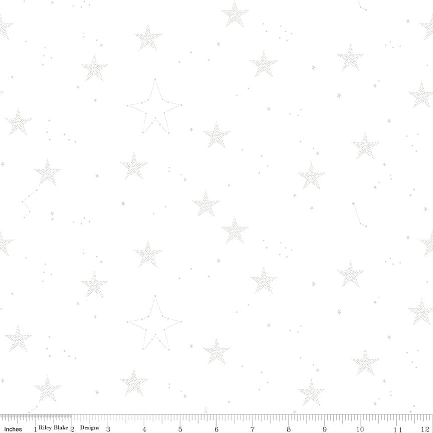Fabric Riley Blake White Wish Upon a Star Lights On 3 by the Quarter Yard C18717-WISH