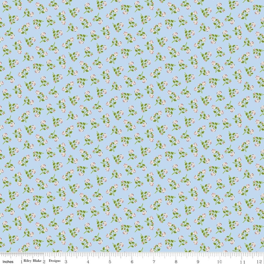 Fabric Riley Blake Blue Pansies Peter Rabbit Spring by the Quarter Yard C18752-BLUE