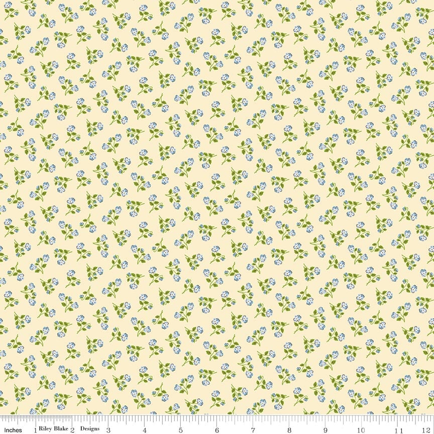 Fabric Riley Blake Shortbread Pansies Peter Rabbit Spring by the Quarter Yard C18752-SHORTBREAD