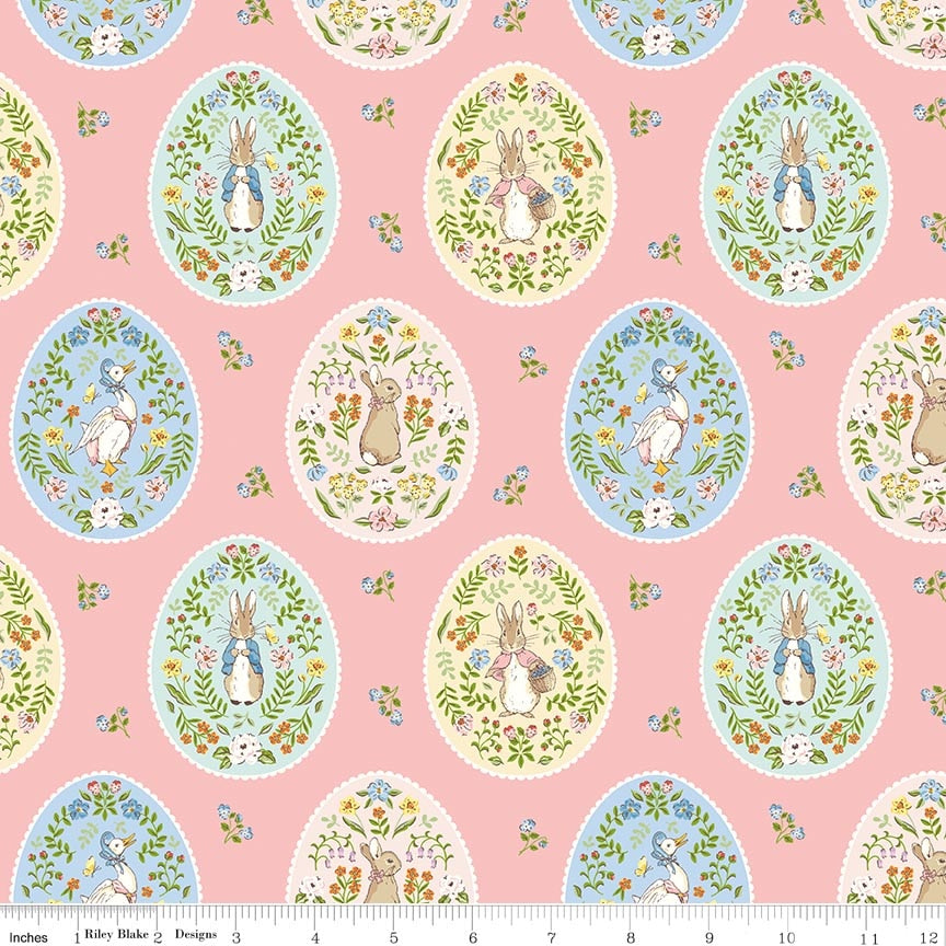 Fabric Riley Blake Blossom Painted Eggs Peter Rabbit Spring by the Quarter Yard C18753-BLOSSOM