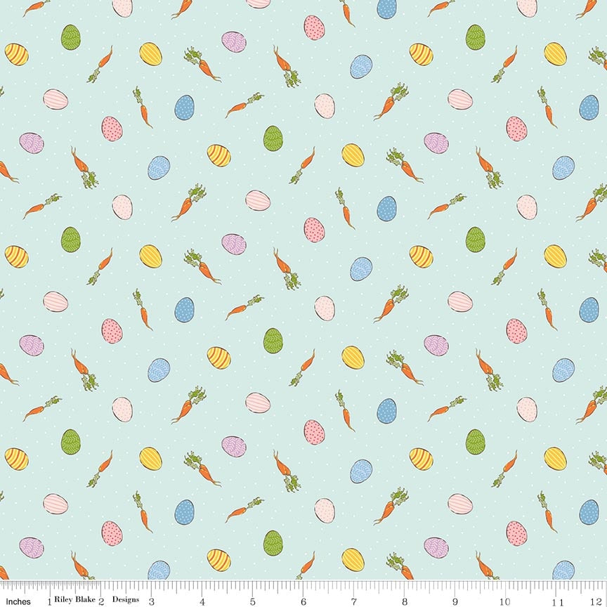 Fabric Riley Blake Bleached Denim Egg Toss Peter Rabbit Spring by the Quarter Yard C18754-BLEACHEDDENIM