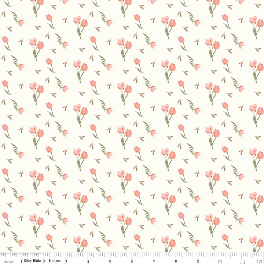 Fabric Riley Blake Cream Tulips Promise of Spring by the Quarter Yard C18771-CREAM