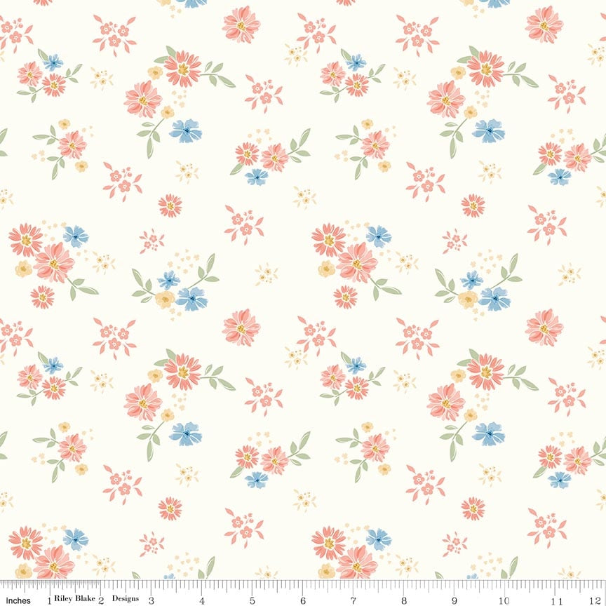 Fabric Riley Blake Cream Floral Promise of Spring by the Quarter Yard C18772-CREAM