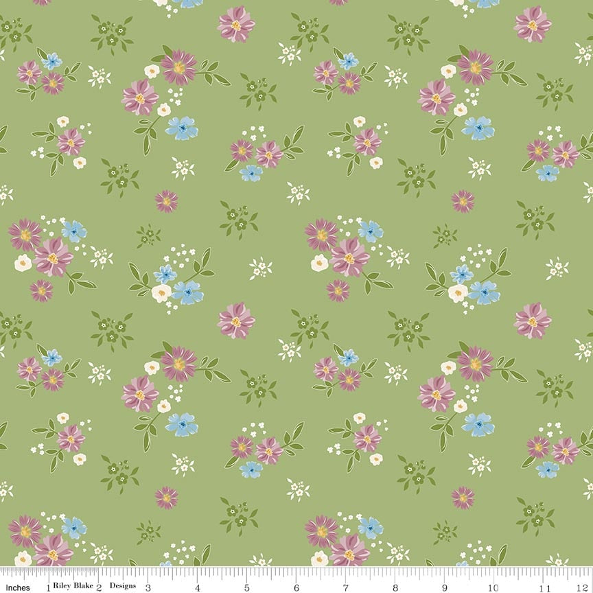 Fabric Riley Blake Green Floral Promise of Spring by the Quarter Yard C18772-GREEN