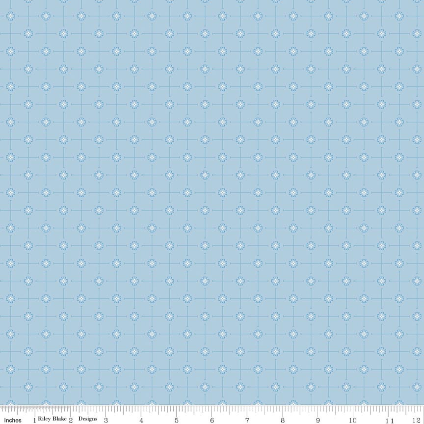 Fabric Riley Blake Blue Graphic Promise of Spring by the Quarter Yard C18773-BLUE