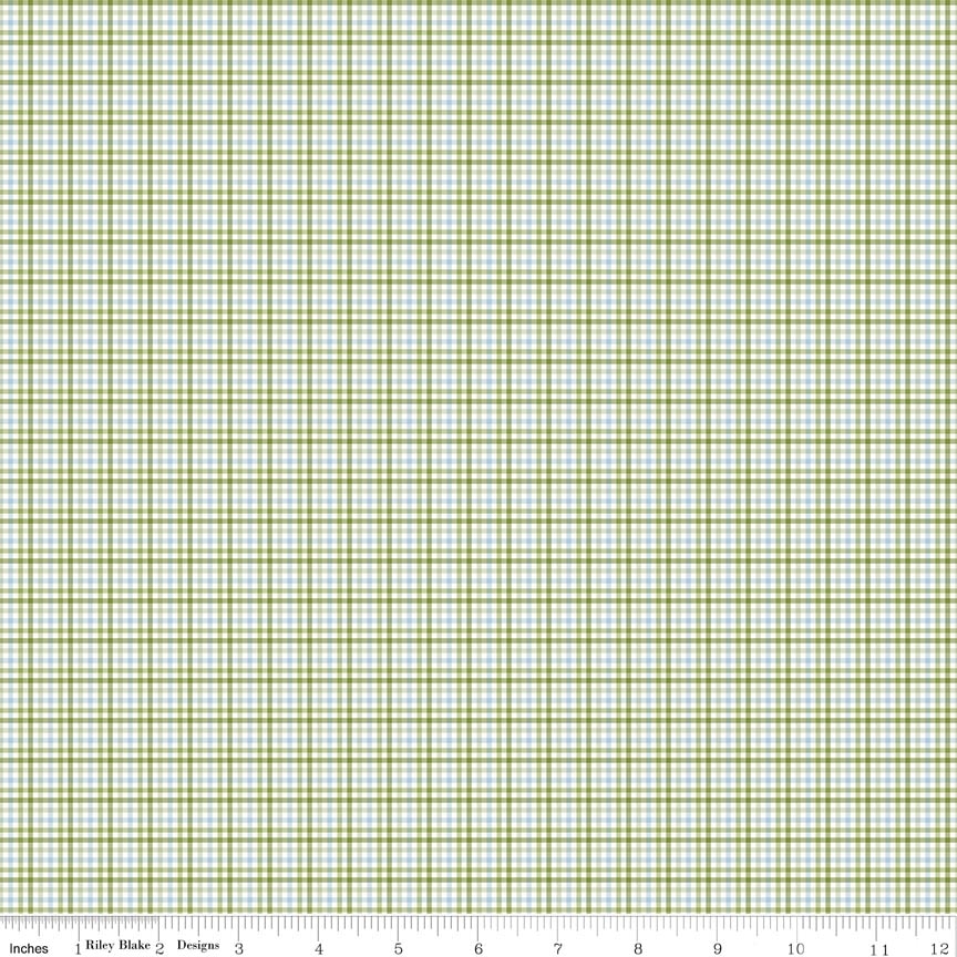 Fabric Riley Blake Green Plaid Promise of Spring by the Quarter Yard C18775-GREEN