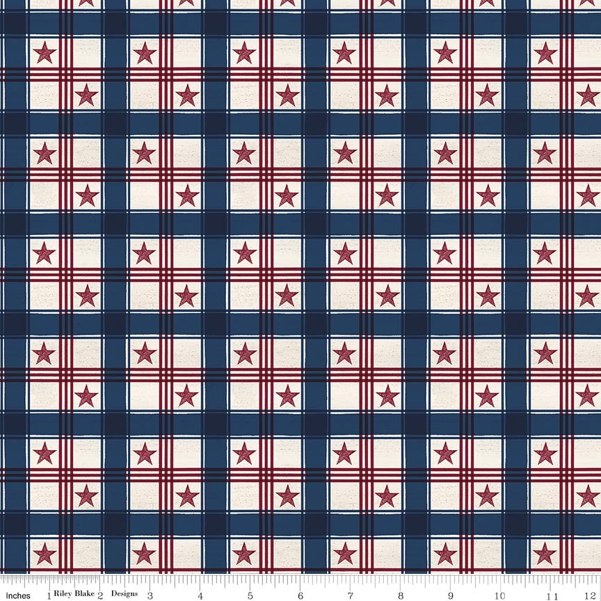 Fabric Riley Blake Multi Plaid Valor Is Never Forgotten by the Quarter Yard C18881-MULTI