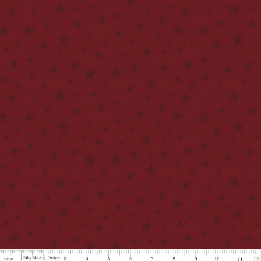 Fabric Riley Blake Red Stars Valor Is Never Forgotten by the Quarter Yard C18884-RED