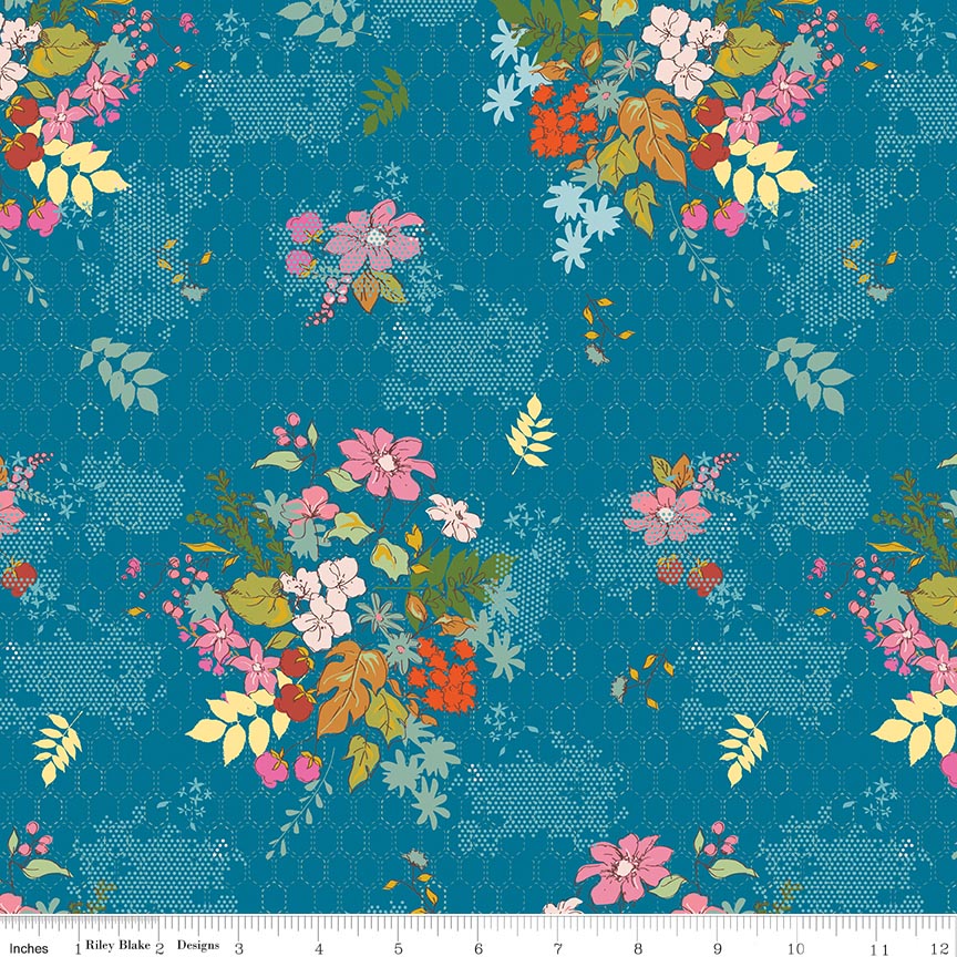 Fabric Riley Blake Blue Main Ashmere by the Quarter Yard C18890-BLUE