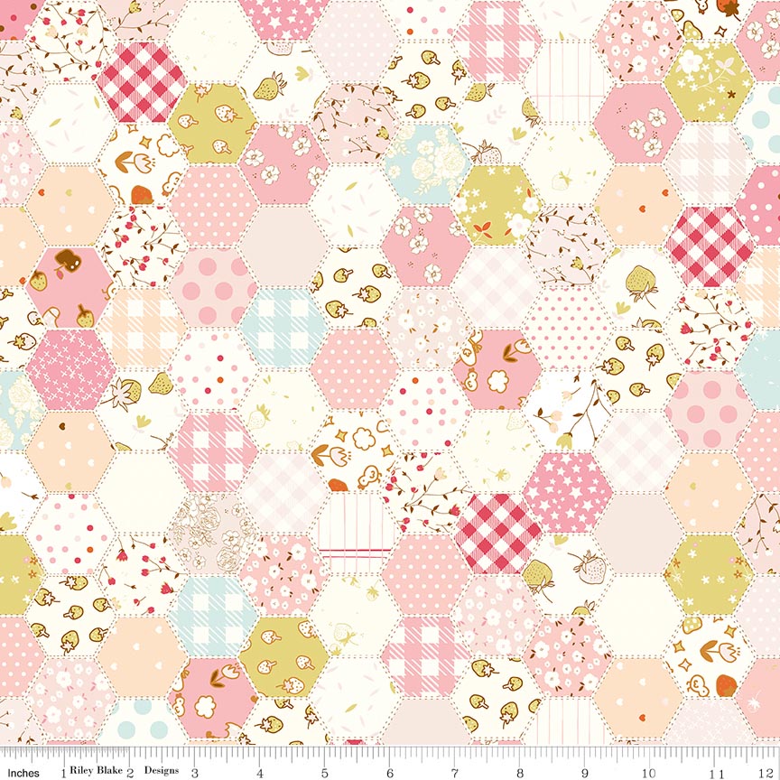 Fabric Riley Blake Pink Hexies Ashmere by the Quarter Yard C18891-PINK