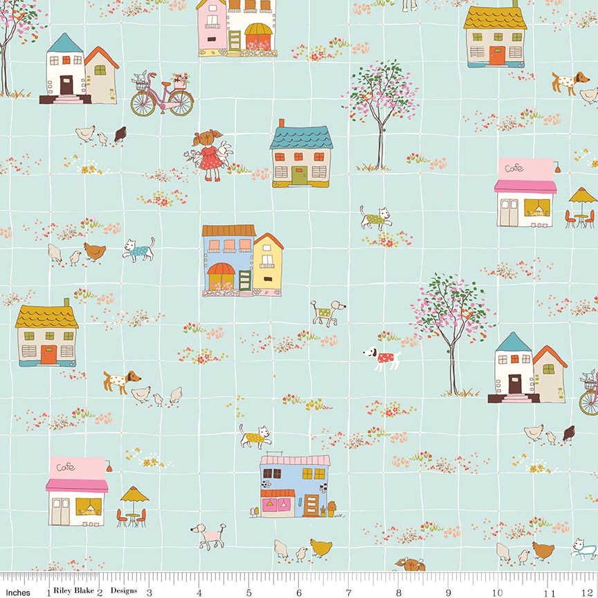 Fabric Riley Blake Light Songbird Little Town Ashmere by the Quarter Yard C18892-LTSONGBIRD