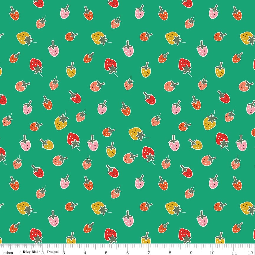 Fabric Riley Blake Shamrock Strawberries Ashmere by the Quarter Yard C18894-SHAMROCK