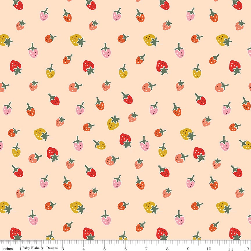 Fabric Riley Blake Strawberries Shelf Ashmere by the Quarter Yard C18894-SHELL