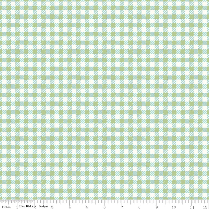 Fabric Riley Blake Green Plaid Ashmere by the Quarter Yard C18895-GREEN