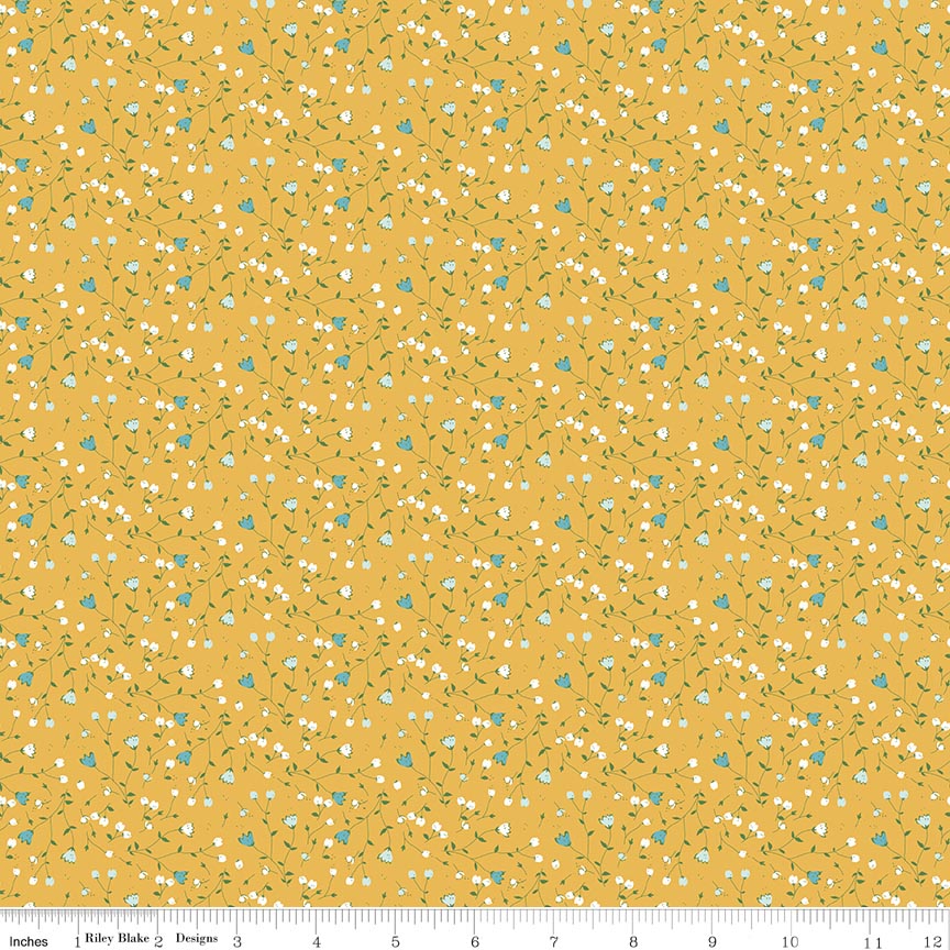 Fabric Riley Blake Honey Flowers Ashmere by the Quarter Yard C18897-HONEY