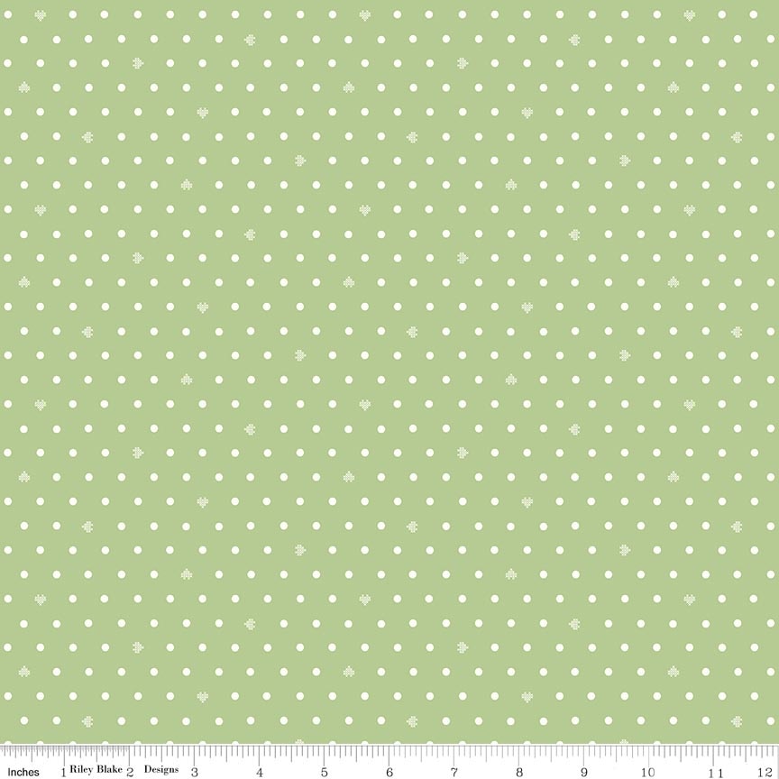 Fabric Riley Blake Honeydew Heart Dots Ashmere by the Quarter Yard C18898-HONEYDEW