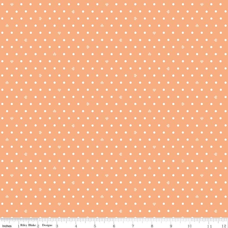 Fabric Riley Blake Marmalade Heart Dots Ashmere by the Quarter Yard C18898-MARMALADE