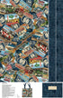 Fabric Northcott Navy Multi Historic Route 66 Canvas Bag Panel C29249-48
