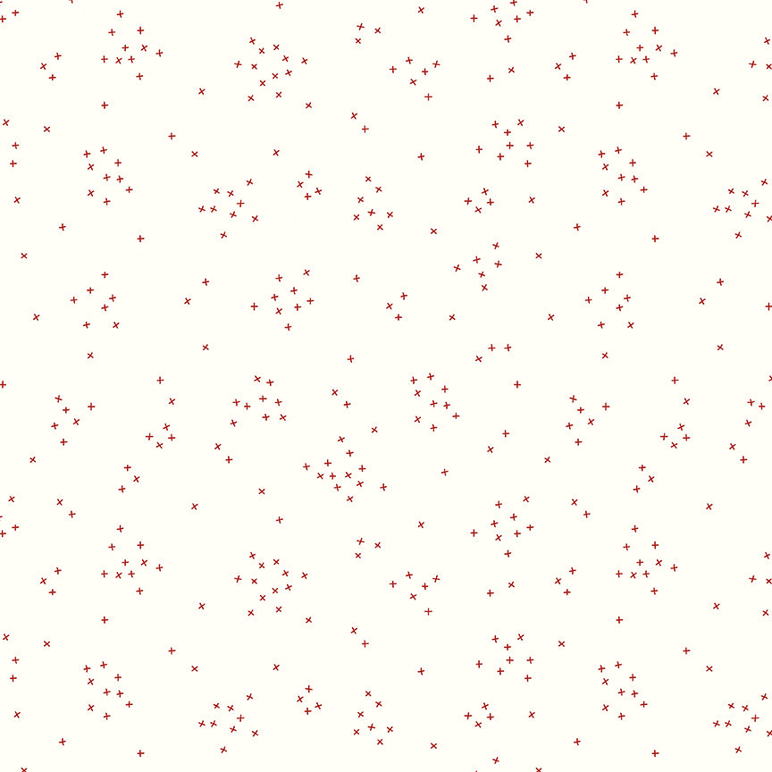Fabric Riley Blake Barn Red On Cloud Scattered-A-Cross by the Quarter Yard C375-BARNRED